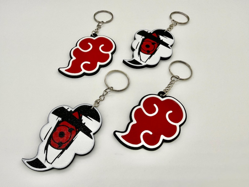 Naruto Inspired Keychain | Anime | Akatsuki & Itachi Keychain | Red Cloud Symbol | Akatsuki Cloud zdjęcie 2