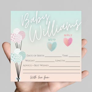 Juego de Baby Shower, Tarjeta con Predicciones y Consejos para Bebés, Niña, Niño, Juegos de Adivinanzas para Baby Shower, Editable, Descarga Digital
