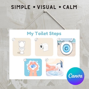 トイレトレーニングの視覚チャート｜幼児のトイレルーティン手順（デジタルダウンロード）