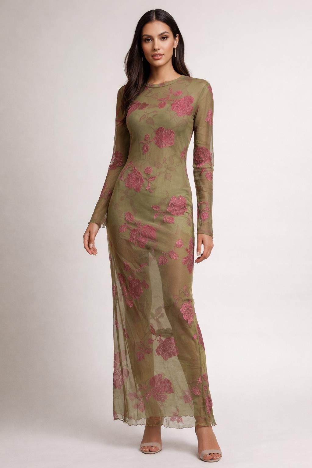 Olive Green Velvet Maxi Dress - Etsy