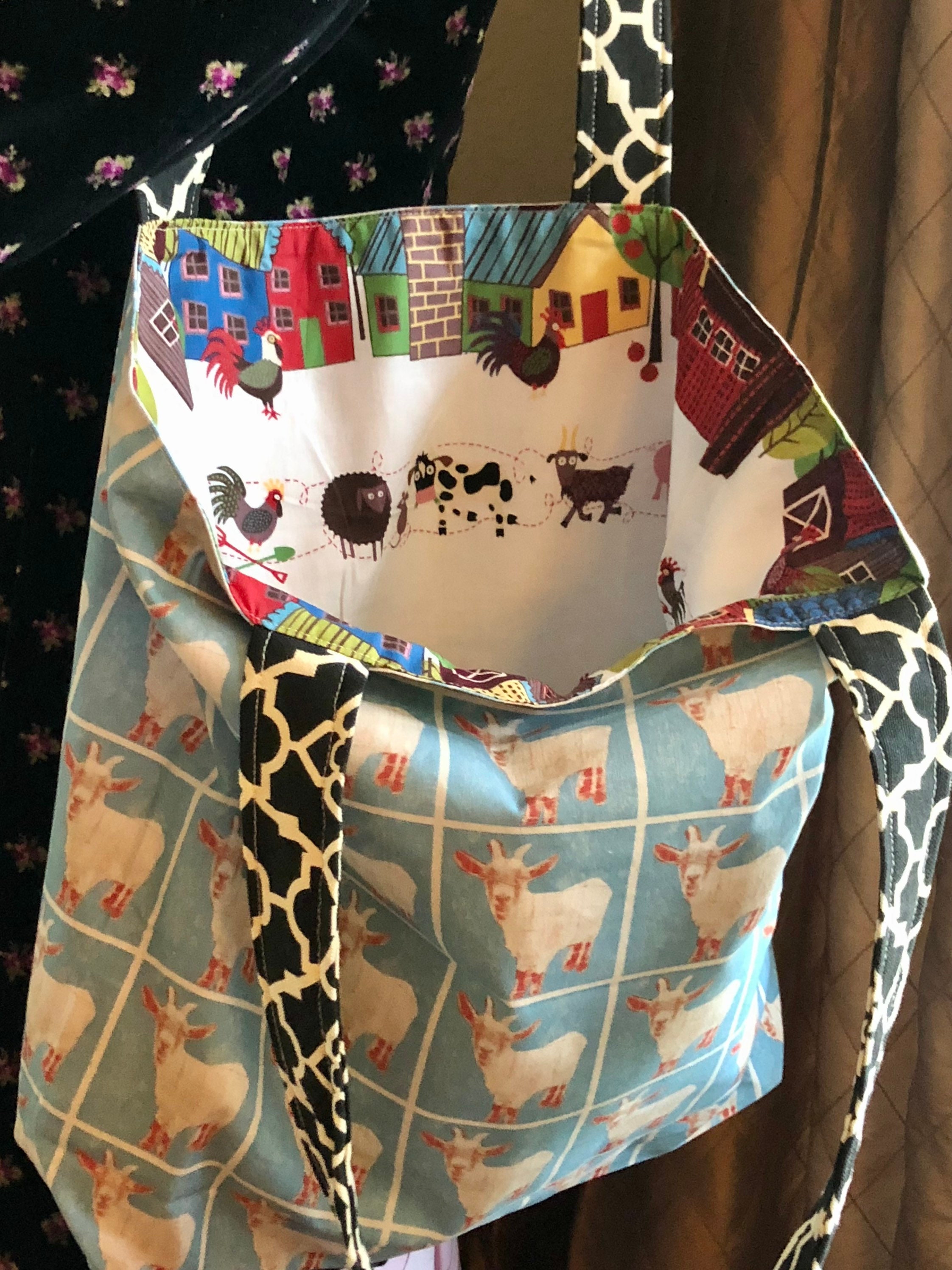 Goat Bag Goat Tote Farm Animals Billy Goat Large Tote Etsy