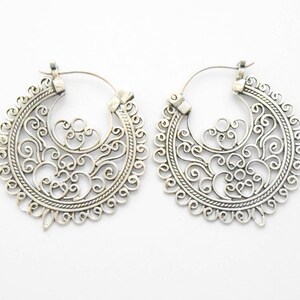 Outstanding Sterling Silver Traditional style hoop earrings, silver earrings hoop, size: 1.25 inch
