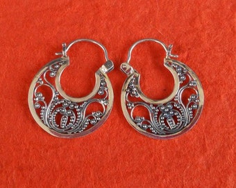 Sterling silver hoop earrings, Hoop Silver hoop Earrings/ Ready to ship earrings length 30 mm.