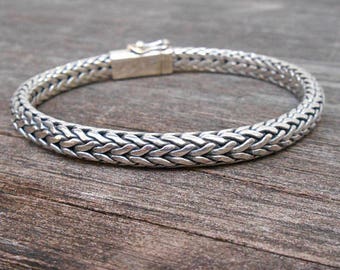 Elegant Solid thick sterling Silver bracelet, Handmade silver Bracelet, Men chain silver bracelet, sterling silver bracelet, women bracelet