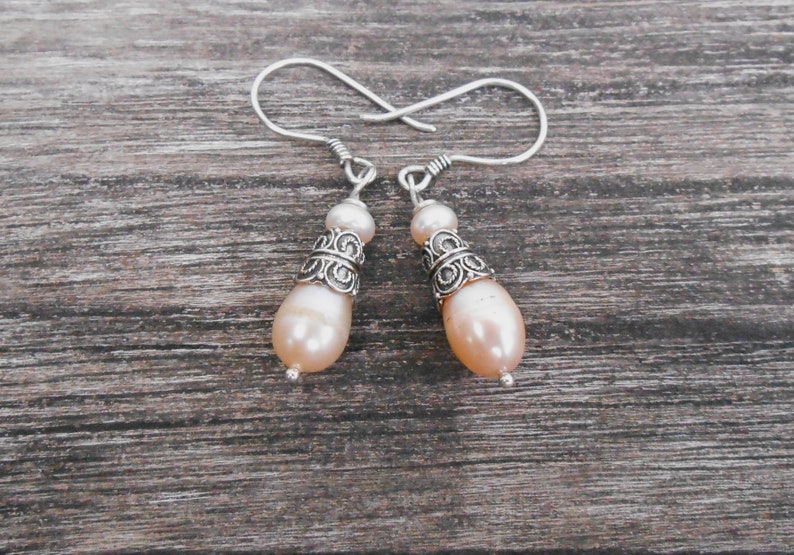 jewelry gift women Beautiful Silver sterling white Pearl Dangle Earrings sterling silver dangle earrings handmade silver earrings dangle