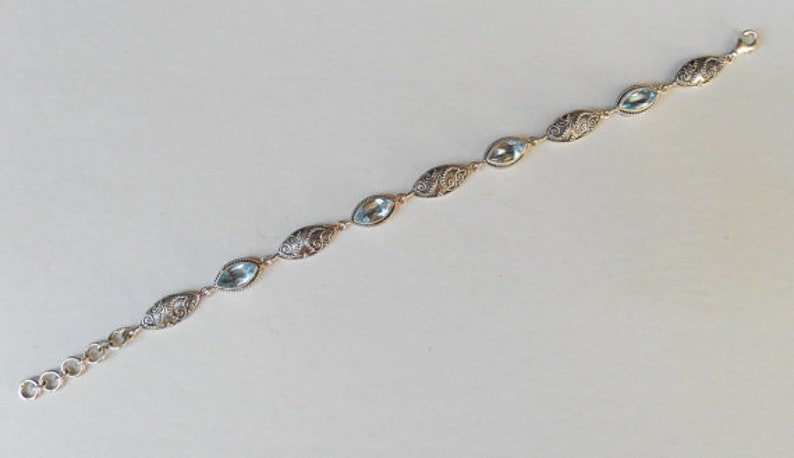 Silver sterling blue Topaz gemstone bracelet, Unique Handmade Jewelry silver bracelet, different sizes available image 5