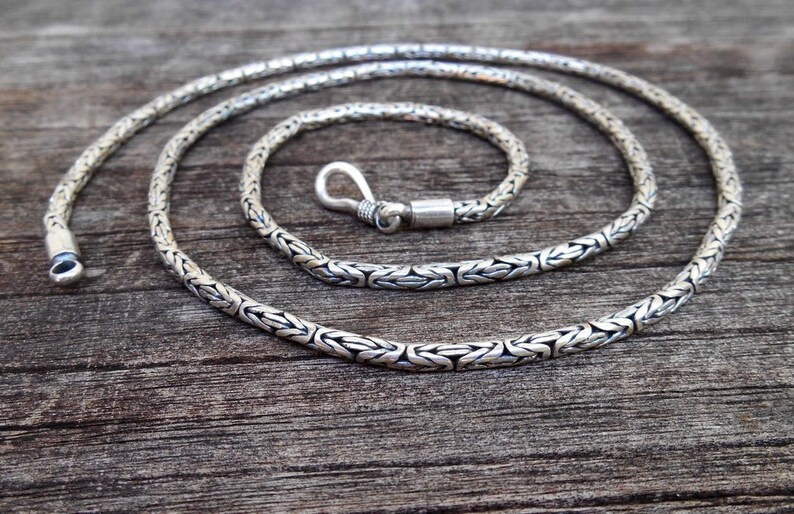 Borobudur Chain solid sterling Silver necklace Handmade silver, 3mm thick chain necklace, request your length image 4