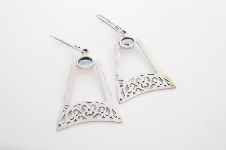 Sterling silver earrings Dangle Topaz gemstones Sterling silver dangle earrings Handmade silver jewelry women gift silver 925