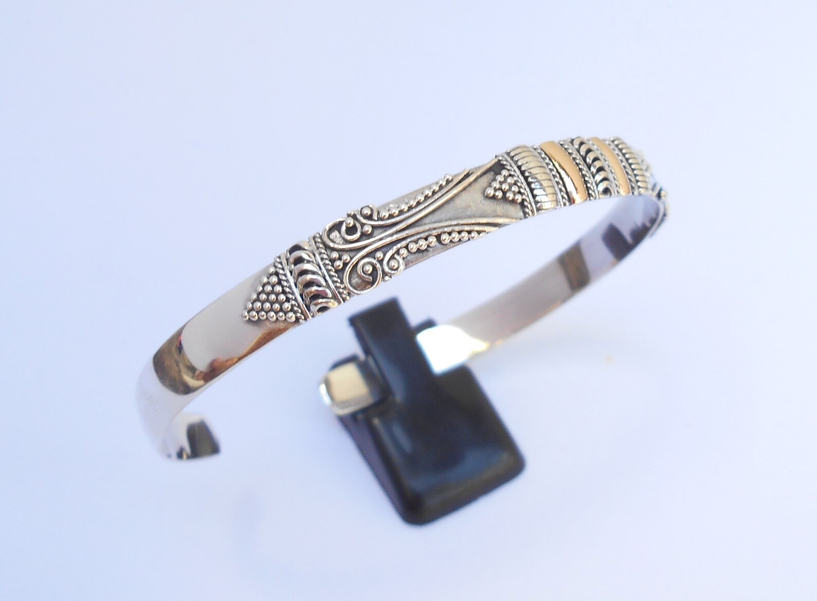 Sterling Silver Cuff Bangle Bracelet 18ct Gold Silver Cuff Etsy