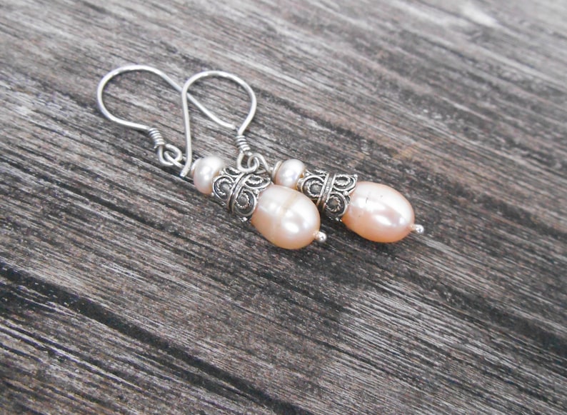 jewelry gift women Beautiful Silver sterling white Pearl Dangle Earrings sterling silver dangle earrings handmade silver earrings dangle