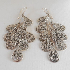 Chandelier Silver earrings, sterling silver Chandelier earrings, chandelier earrings length 7.6 cm, Handmade jewelry image 2