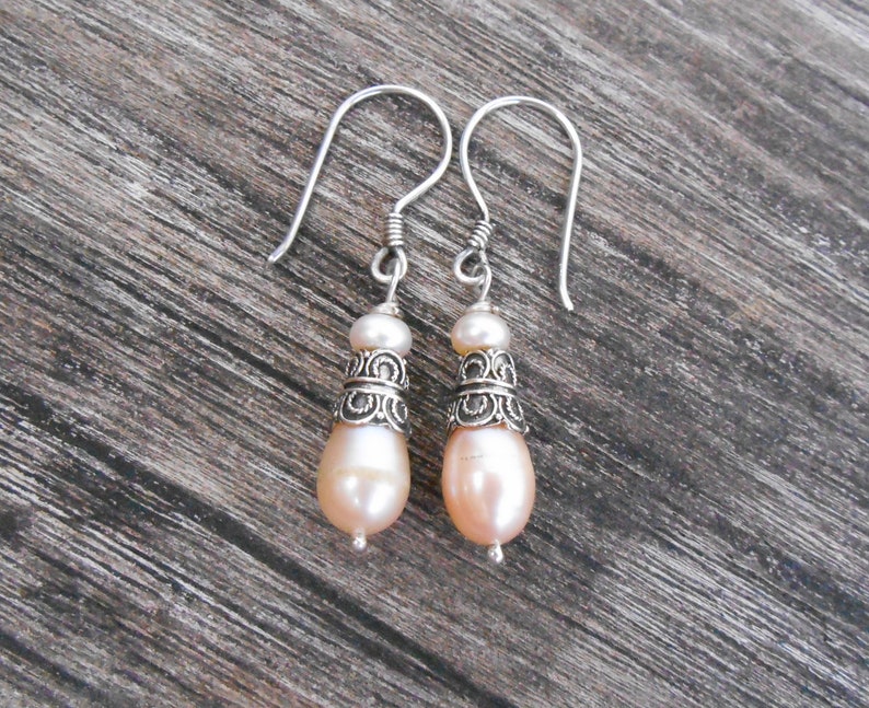 jewelry gift women Beautiful Silver sterling white Pearl Dangle Earrings sterling silver dangle earrings handmade silver earrings dangle