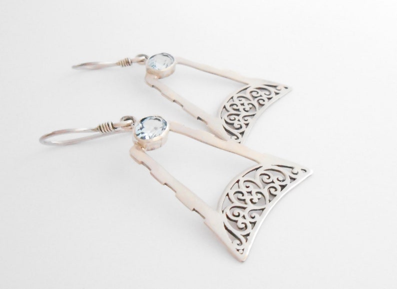 Sterling silver earrings Dangle Topaz gemstones Sterling silver dangle earrings Handmade silver jewelry women gift silver 925