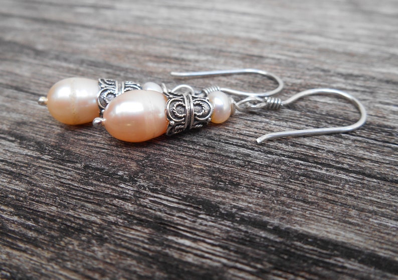 jewelry gift women Beautiful Silver sterling white Pearl Dangle Earrings sterling silver dangle earrings handmade silver earrings dangle