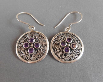 Beautiful Sterling silver amethyst gemstone dangle Earrings, handmade earrings, silver earrings dangle, earrings, Birthstone Jewelry gift