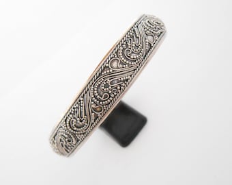Bangle Silver sterling bracelet, Balinese Silver Bangle cuff, Handmade silver jewelry bracelet 18.5x1 cm