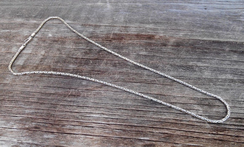 Borobudur Chain solid sterling Silver necklace Handmade silver, 3mm thick chain necklace, request your length image 5