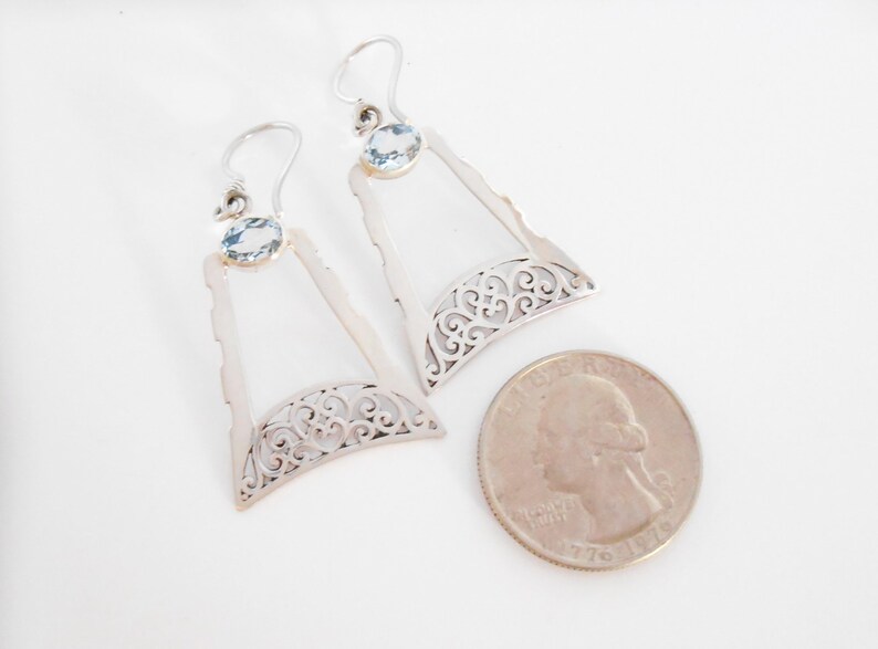 Sterling silver earrings Dangle Topaz gemstones Sterling silver dangle earrings Handmade silver jewelry women gift silver 925