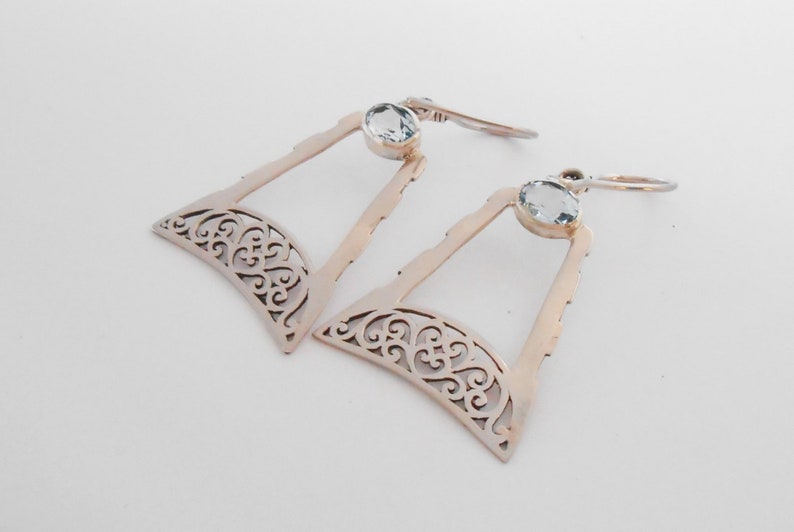 Sterling silver earrings Dangle Topaz gemstones Sterling silver dangle earrings Handmade silver jewelry women gift silver 925