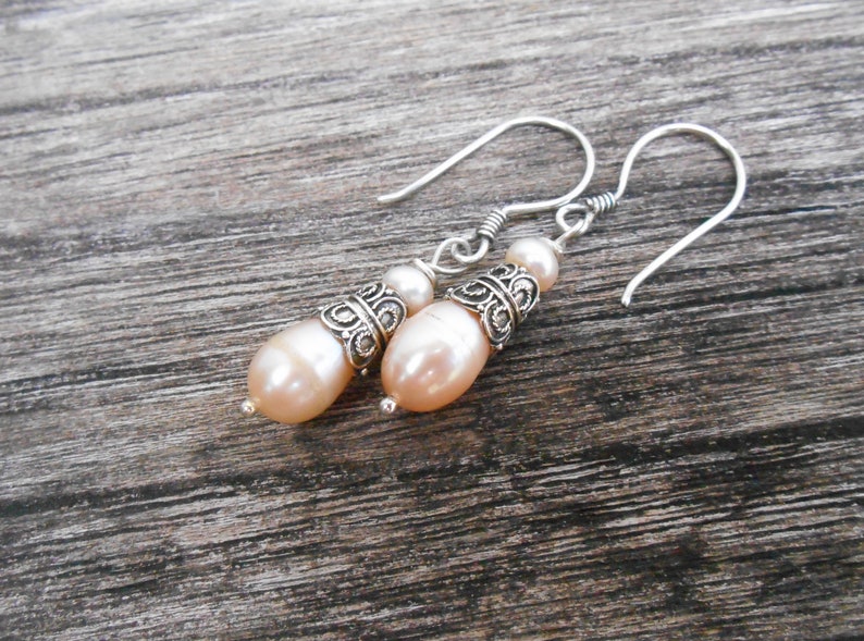jewelry gift women Beautiful Silver sterling white Pearl Dangle Earrings sterling silver dangle earrings handmade silver earrings dangle