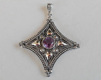 Elegant Sterling Silver Amethyst gem pendant, Silver Pendant, Handmade silver jewelry, Amethyst gemstone