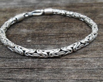 Sterling Silver bracelet, Handmade Borobudur solid silver Bracelet, chain bracelet, request your length