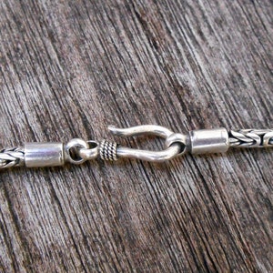 Borobudur Chain solid sterling Silver necklace Handmade silver, 3mm thick chain necklace, request your length image 3