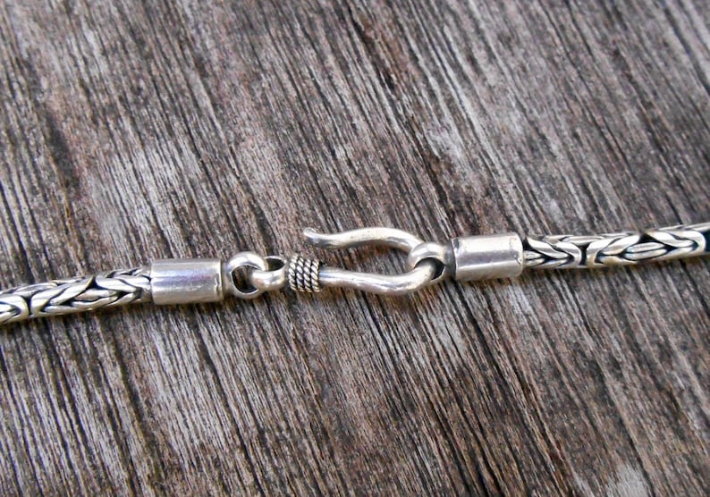 Borobudur Chain solid sterling Silver necklace Handmade silver, 3mm thick chain necklace, request your length image 3