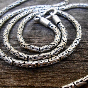 Borobudur Chain solid sterling Silver necklace Handmade silver, 3mm thick chain necklace, request your length image 1