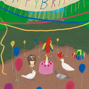 Carte de fête d'anniversaire oiseau