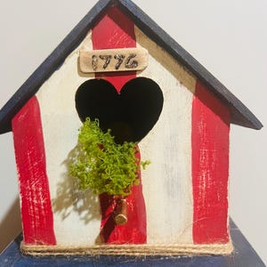 Patriotic bird house and bird