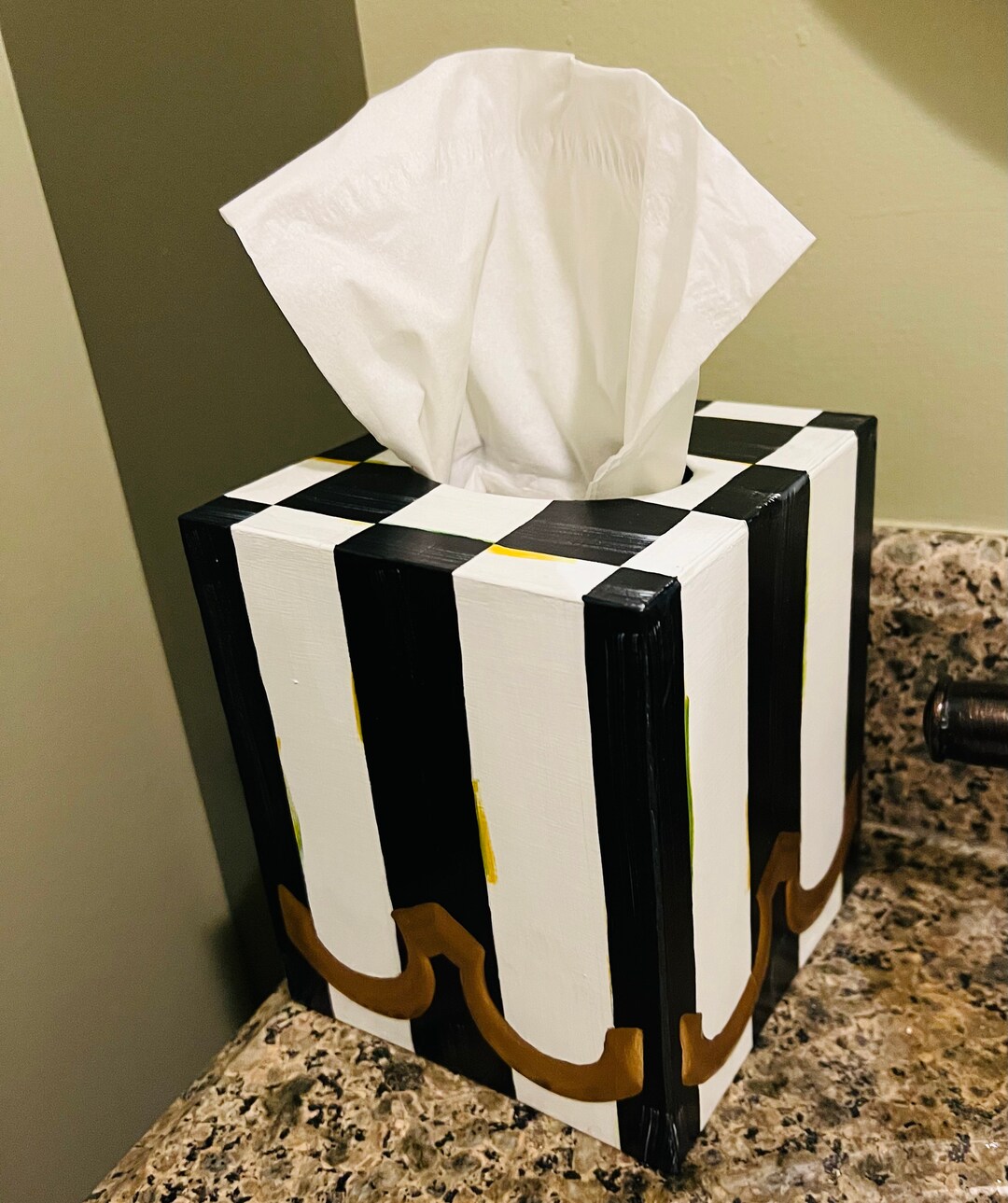 Black and White Metal Tissue Box Cover. Decorative Box Cover. Etsy