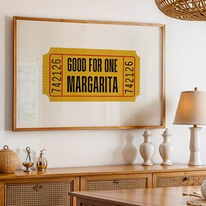 Good For One Margチケットウォールアート、マルガリータバーカートアート、バーカートウォールデコレーション、キッチンウォールアート、カクテルプリント、印刷可能なアート