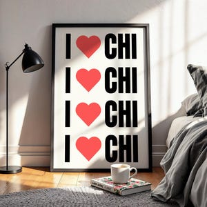 I Love Chicago-print: stadsgezichtposter (digitale download)