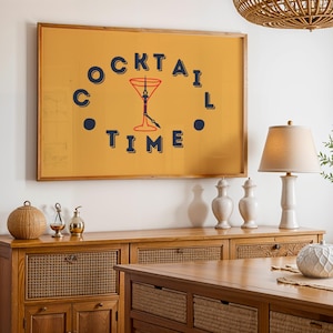Cocktail Time Bar Cart Print: Vintage Kitchen & Bar Art (Digital Download)