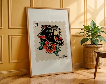 American Traditional Black Panther Tattoo Art Print (Digital Download)