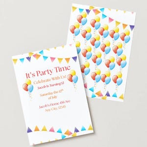 Editable Colorful Confetti Birthday Invitation Template – Printable Party Invite for Kids – Vibrant and Fun Design