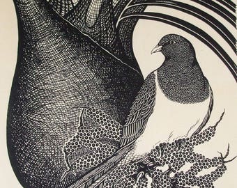 Kereru bird printed tea towel