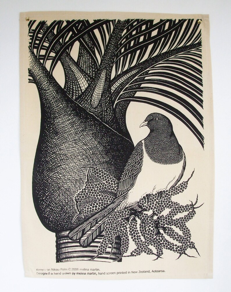 Kereru bird printed tea towel image 1