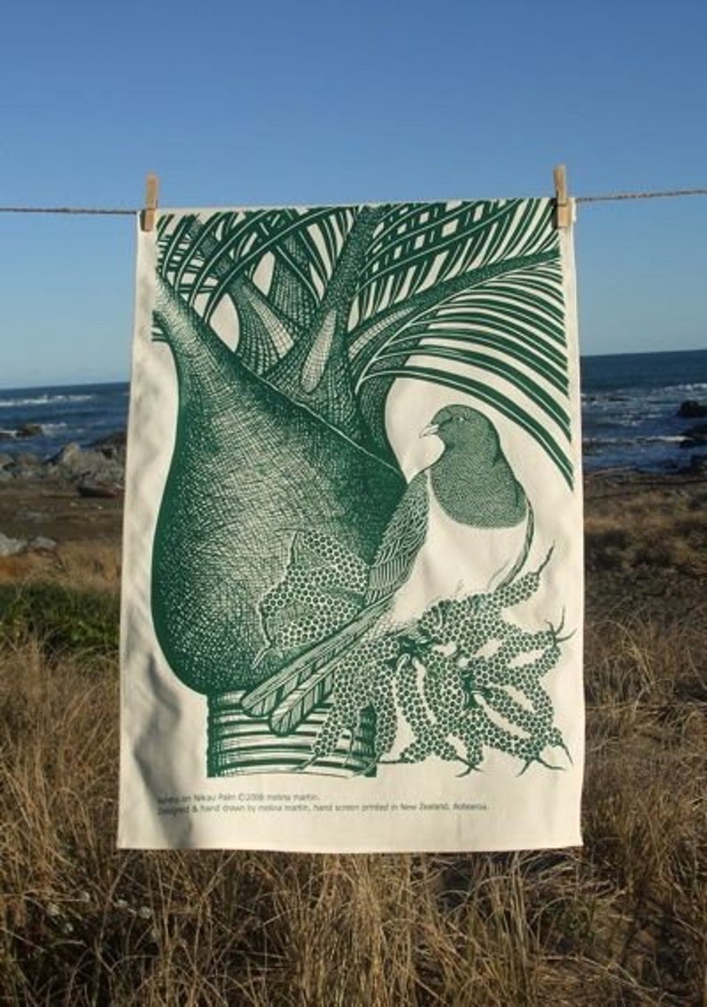 Kereru bird printed tea towel image 2