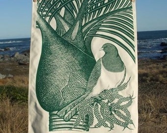 Kereru bird printed tea towel