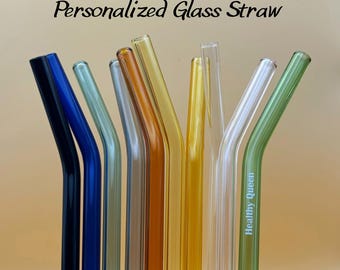 Personalized Engraved Glass Straws: Reusable Eco-Friendly Drinking Straw Set