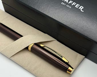 Custom Engraved Sheaffer Rollerball Pen: Coffee Brown, Gold Trim