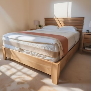 Zelfgemaakte plattegrond queensize bed | Modern bed van multiplex (digitale download)