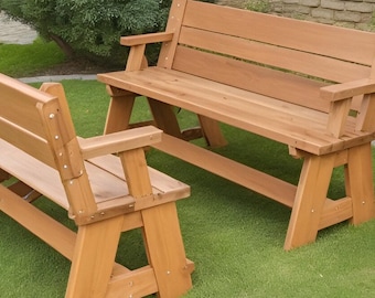 DIY Convertible Picnic Table Bench Plan: Woodworking PDF (Instant Download!)