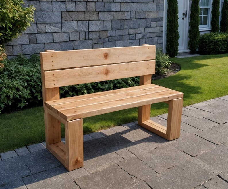 Outdoor Bench Plans: 48x18 in - DIY Garden Bench With Backrest - Etsy
