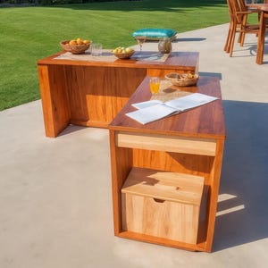 DIY Transforming Table Plan,L shape desk with storage , Perfect FOR Outdoor Coffee Bar & Crafting Workstation, PDF Download