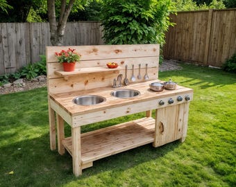 Plano para construir una cocina de barro para niños: Cocina de juegos al aire libre (Descarga en PDF)