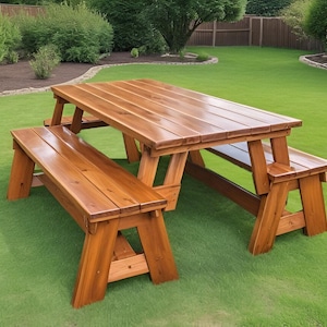 DIY-ritning för konvertibelt picknickbord och bänk: Utemöbler (PDF-nedladdning)