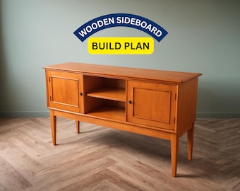 Zelfgemaakt modern dressoir uit het midden van de eeuw: houtbewerking pdf (63,5 x 36,75 x 19,75)